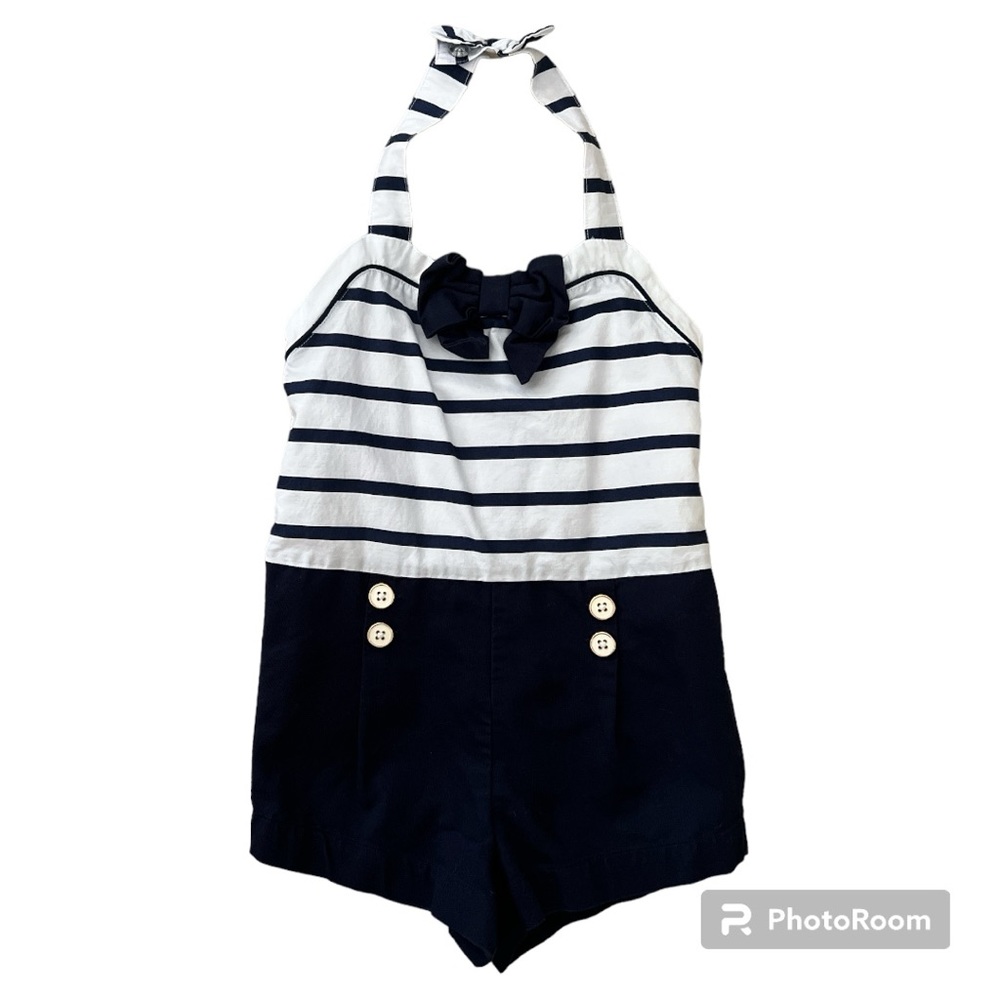 Janie and Jack nautical striped halter romper 3T